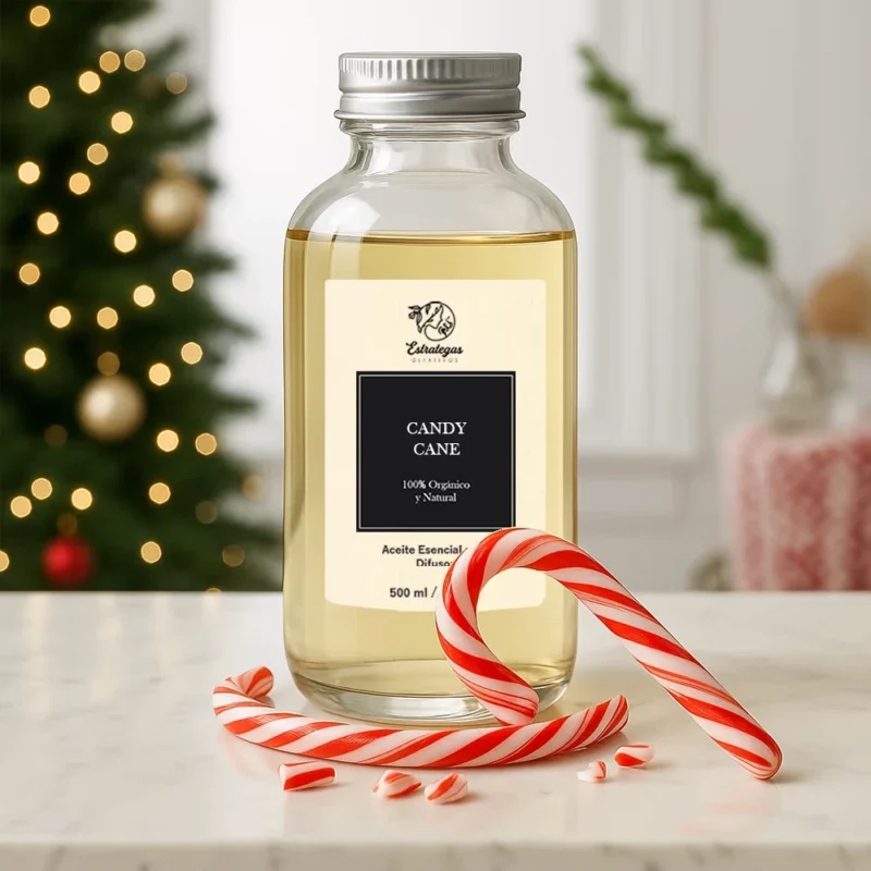 Frasco de aroma Candy Cane con bastones de caramelo, fragancia navideña dulce y refrescante