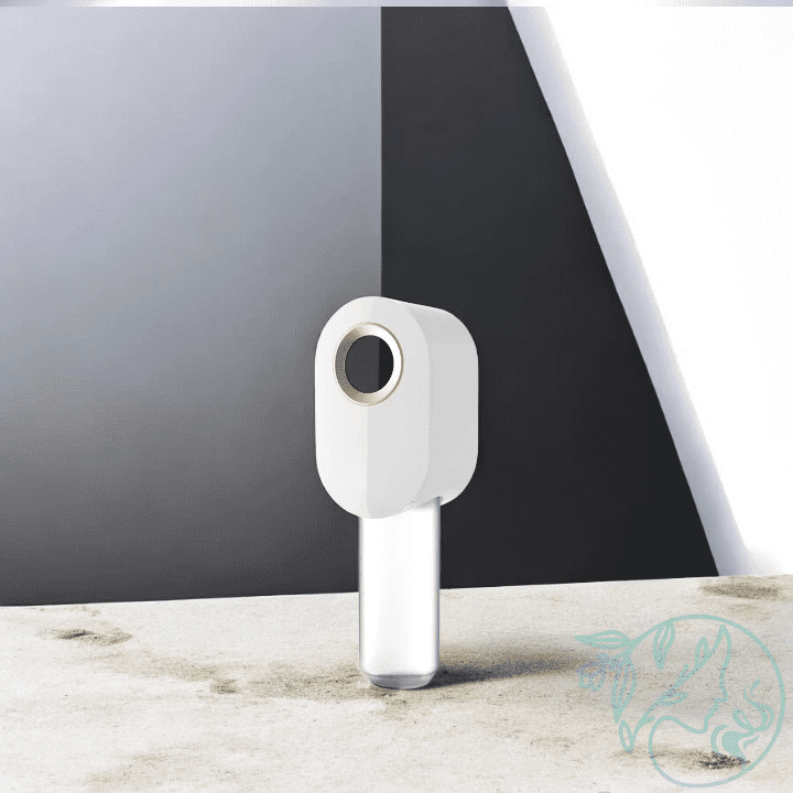 Vista derecha del difusor Dolce Vita blanco, diseño vertical moderno para decoración y aromatización de interiores